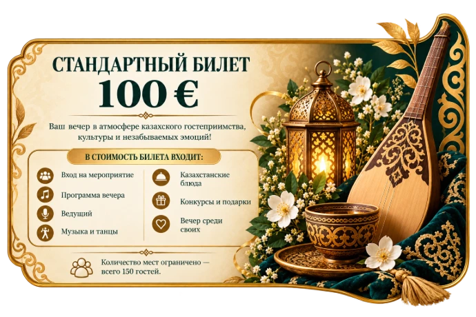 Билет 100 евро на встречу казахстанцев